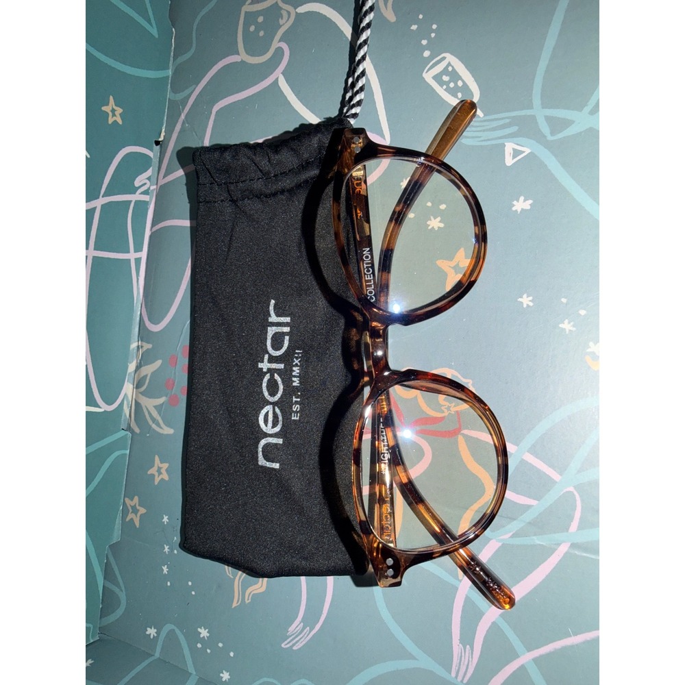 Nectar Tortoiseshell Round Blue Light‎ Glasses with Black Pouch